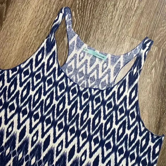 Womens Maurices Blue and White Aztec Print Tank Top - M - Picture 2 of 5